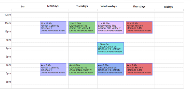 TimeTable Fall AfriVentures 2016b